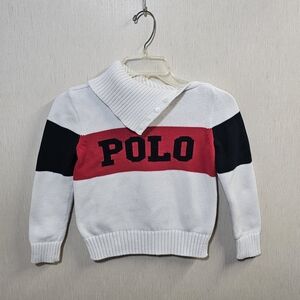 Polo Ralph Lauren Kids Knit Sweater Size 8/10 Red White Black Pullover